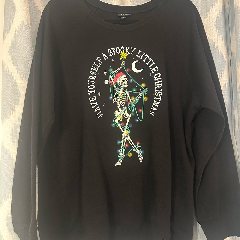 Torrid Black Festive Skeleton Crewneck Sweater